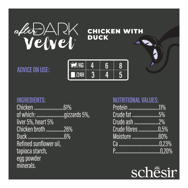 Schesir After Dark Velvet Mousse karma mokra dla kota kurczak z kaczką 80 g