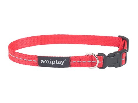 amiplay Obroża regulowana Reflective M 25-40x1,5cm Czerwony