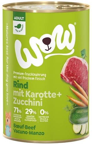 WOW Rind - wołowina z marchewką i cukinią 400g