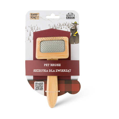 Barry King Szczotka dla zwierząt, pudlówka, z bambusową rączką, 6,8 x 15,5 cm