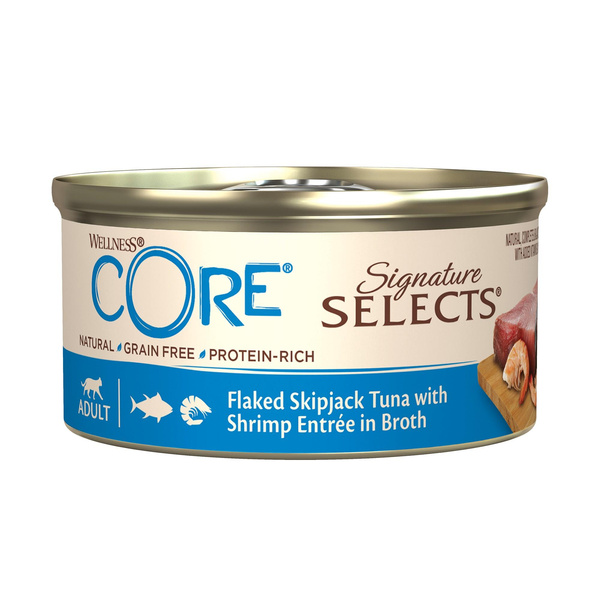 Wellness Core Signature Selects Flaked Tuna karma mokra dla dorosłych kotów, tuńczyk i krewetki 79g