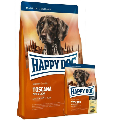 Happy Dog Supreme TOSCANA Kaczka Łosoś 12,5kg +1kg