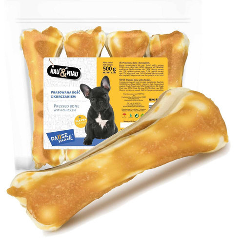 Hau Miau KOŚĆ Prasowana z Kurczakiem dla psa 500g