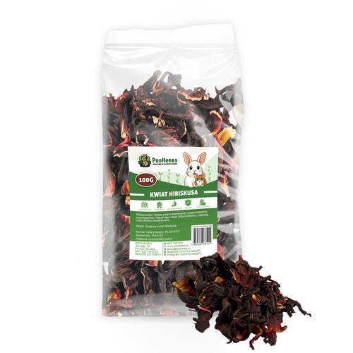 ProHerbs Kwiat hibiskusa 100g - odporność, zdrowie i piękna sierść!