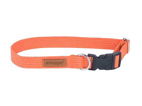 amiplay Obroża regulowana Cotton XL 45-70x3cm Pomarańczowy