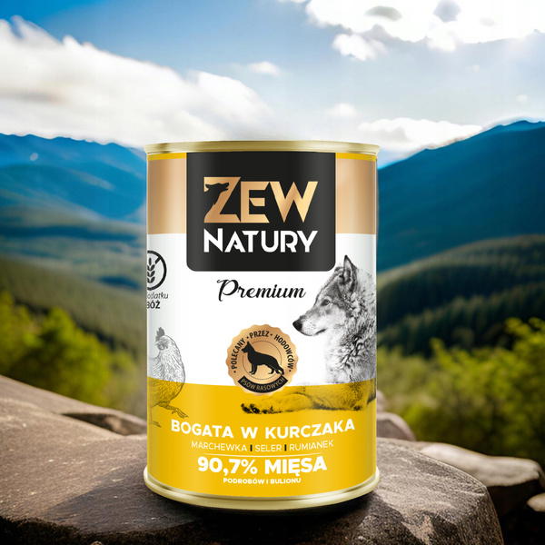 Mokra Karma Dla Psa Bogata w Kurczaka Puszka 400g Zew Natury PREMIUM