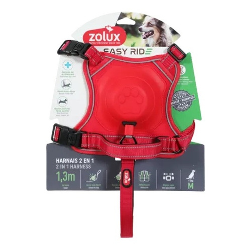 ZOLUX Szelki dla psa ze smyczą automatyczną Easyride M czerwone