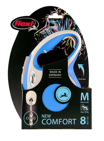 FLEXI Smycz automatyczna New Comfort M linka 8m/ 20kg niebieski
