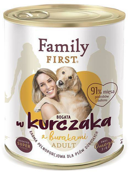 Family First KURCZAK z burakami dla Psa 6 x 800g