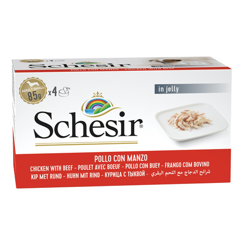 Schesir Karma mokra multipack dla psa kurczak z wołowiną w galarecie 4x85 g