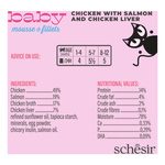 Schesir Baby Mousse multipack karma mokra dla kociąt mus z rozdrobnionym kurczakiem i łososiem 3x55 g