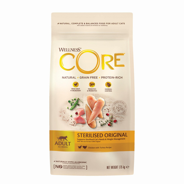 Wellness Core Sterilised Original karma sucha dla kotów dorosłych po sterylizacji kurczak i indyk 1,75kg