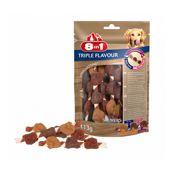 8in1 Przysmak dla psa szaszłyki Triple Flavour Skewers 6 szt.