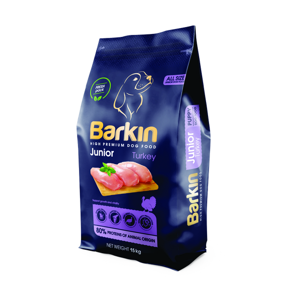 Karma sucha PREMIUM dla psa BARKIN INDYK JUNIOR 15KG