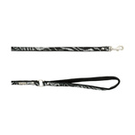 Barry King Smycz dla psa, Equilibre, Czarna Zebra, skórzana nikiel, 13mm/120cm