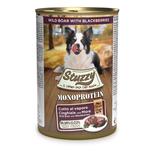 Stuzzy Monoprotein karma mokra dla psa świeże mięso z dzika z jeżynami pasztet 400 g