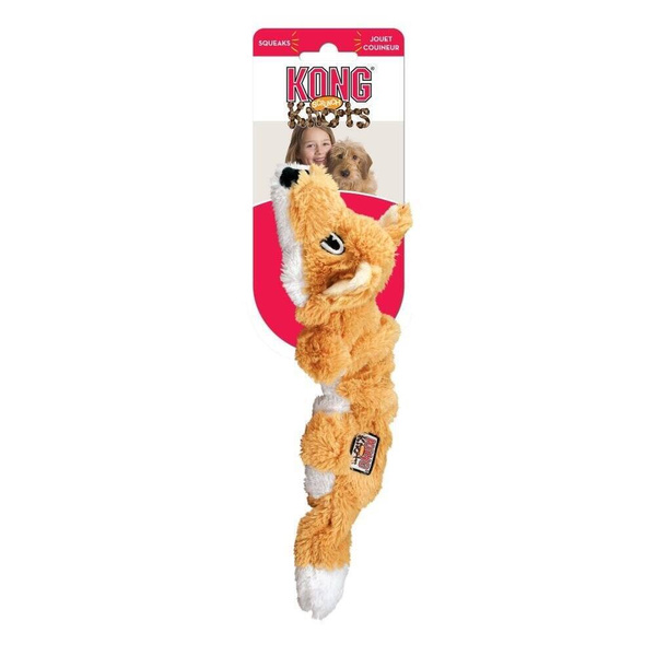 KONG Zabawka dla psa Knots Scrunch Fox Lisek Piszczałka Lina S/M 26cm