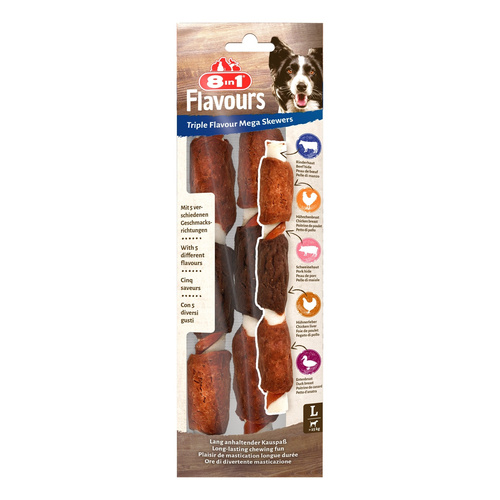 Przysmak 8in1 Triple Flavour szaszłyki do żucia dla psa 160 g
