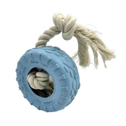 Mr. Pretzel Gryzak gumowy Opona ze sznurem dla psa 10 cm