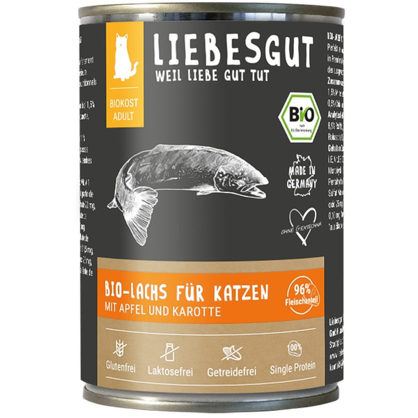 LIEBESGUT BIO LACHS - Łosoś z jabłkiem i marchewką ekologiczna mokra karma dla kota (400g)
