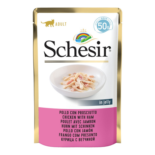Schesir Karma mokra dla kotów kurczyk z szynką w galarecie 50 g