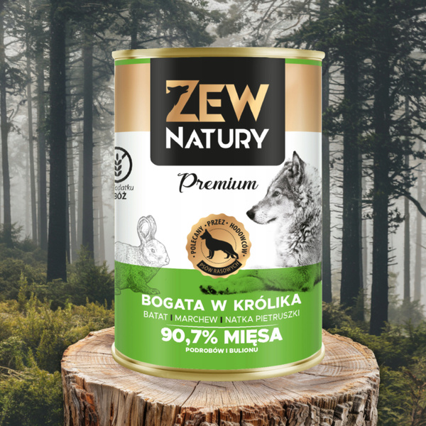 Mokra Karma Dla Psa Bogata w Królika Puszka 800g Zew Natury PREMIUM