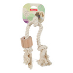 ZOLUX Zabawka sznurowa dla psa 3 węzły z drewnianym krążkiem WILD 24,5 cm