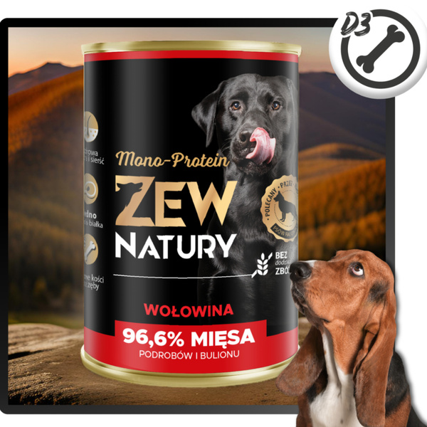 Mokra Karma Dla Psa Wołowina Puszka 800g Zew Natury MONO-PROTEIN