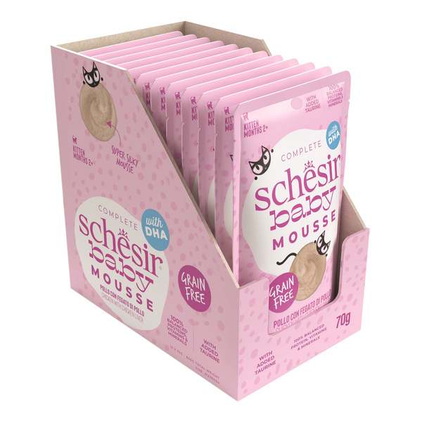 Schesir Baby Mousse karma mokra dla kociąt kurczak z wątróbką 70 g