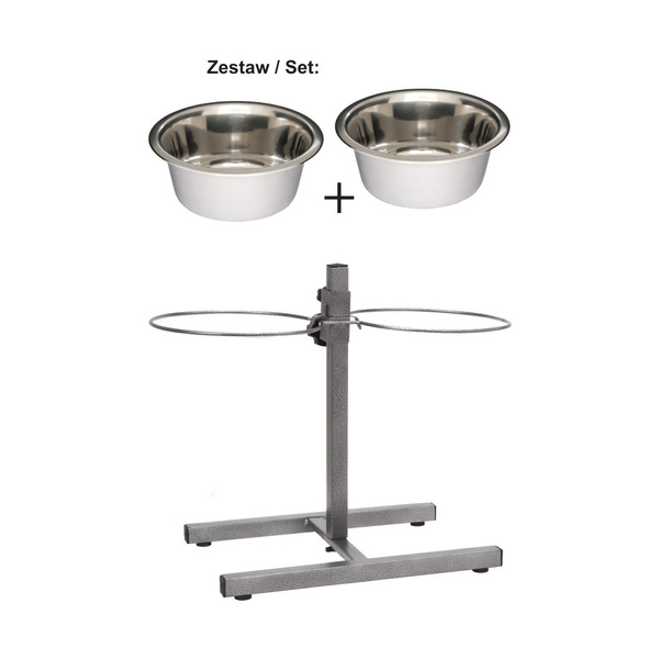 Barry King STOJAK REGULOWANY Z MISKAMI 4,7 L METALICZNY