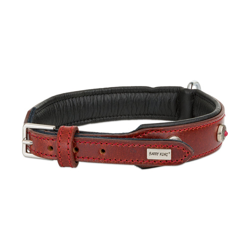 Barry King Obroża skórzana, S: 39-46 cm/26 mm, czerwony/czarny