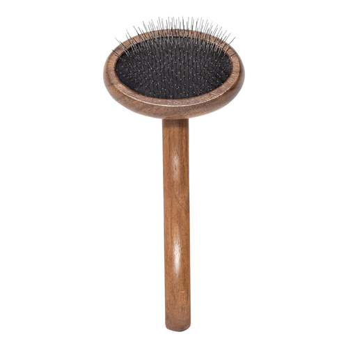 Ekskluzywna szczotka pudlówka, dla zwierząt, drewno orzechowe, stal, wym. 7x15,1cm