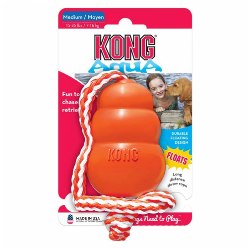 KONG Zabawka dla psa AQUA z linką Pływająca M