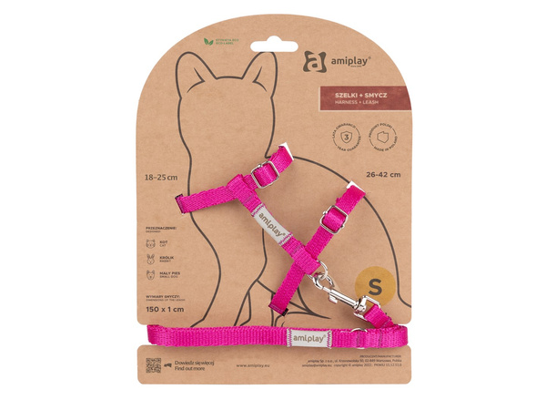 amiplay Szelki + smycz dla Kota Samba Cat S Różowy