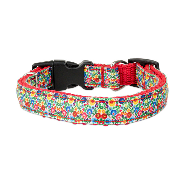 Barry King obroża dla psa, wzór folk, taśma 16mm/30-47cm czerwona