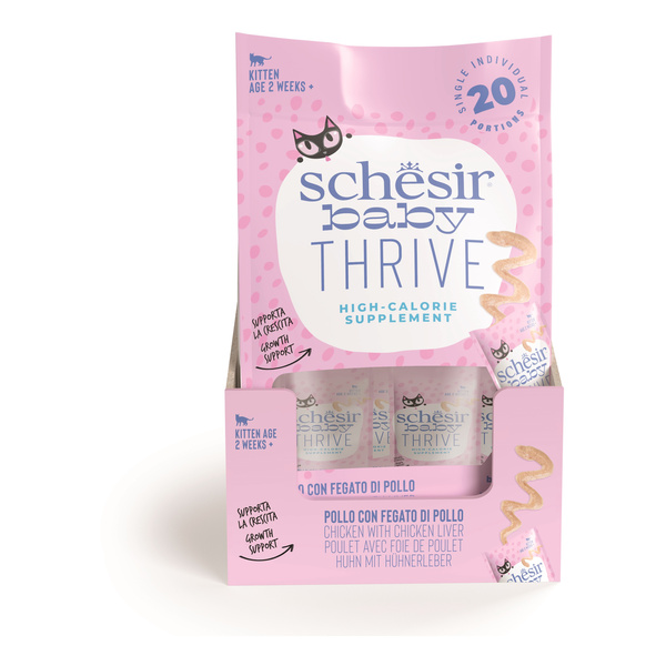 Schesir Baby Thrive multipack karma mokra dla kociąt kurczak z wątróbką 20x8 g wysokokaloryczna