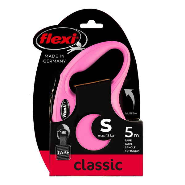 FLEXI Smycz automatyczna dla psa NEW CLASSIC taśma S 5m różowa
