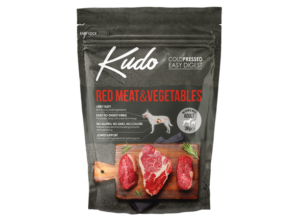 Karma Kudo Cold Pressed Czerwone Mięso&Warzywa Medium Maxi Adult 3kg
