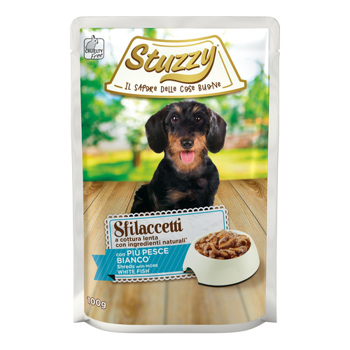 Stuzzy Sfilaccetti karma mokra dla psa biała ryba 100 g
