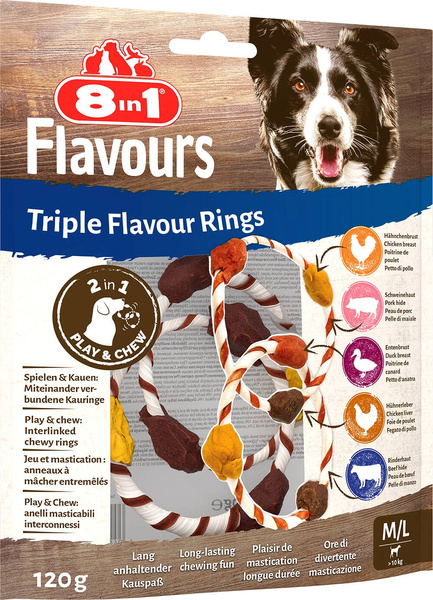 8in1 FLAVOURS Triple Flavour Rings M/L przysmak dla psa 120g