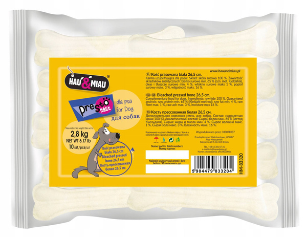 Hau Miau Kości prasowane dla psa 26,5cm 2,8kg