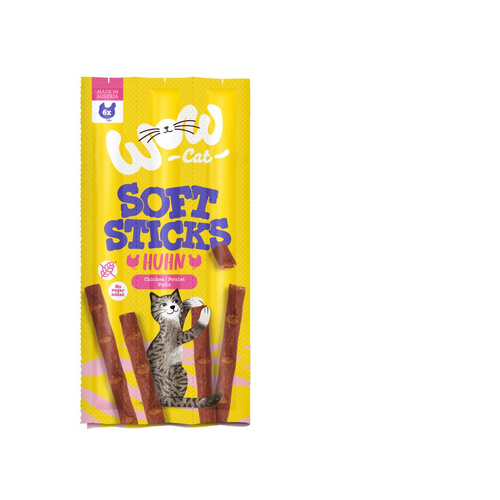 WOW CAT Soft Sticks Huhn - miękkie przysmaki z kurczakiem dla kota (6x5g)