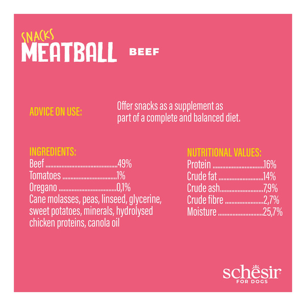 Schesir Meatball przysmak dla psów kulki mięsne wołowe 225 g