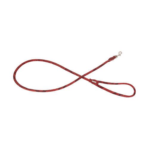 Barry King Smycz dla psa okrągła, Serpente, czerwona, skórzana nikiel, 8mm/120cm