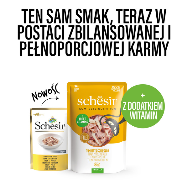 Schesir C&B karma mokra dla kotów tuńczyk z kurczakiem w galarecie 85 g