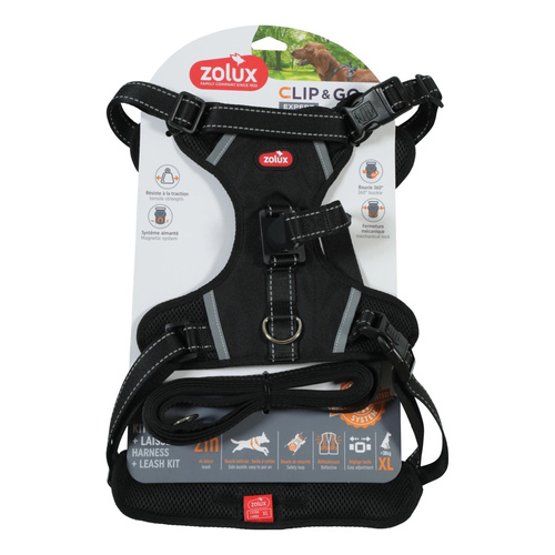 ZOLUX Zestaw szelki + smycz dla psa CLIP and GO XL czarny