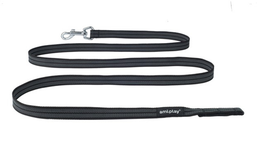 amiplay Smycz treningowa bez rączki Rubber L-XL 2mx2cm Czarny