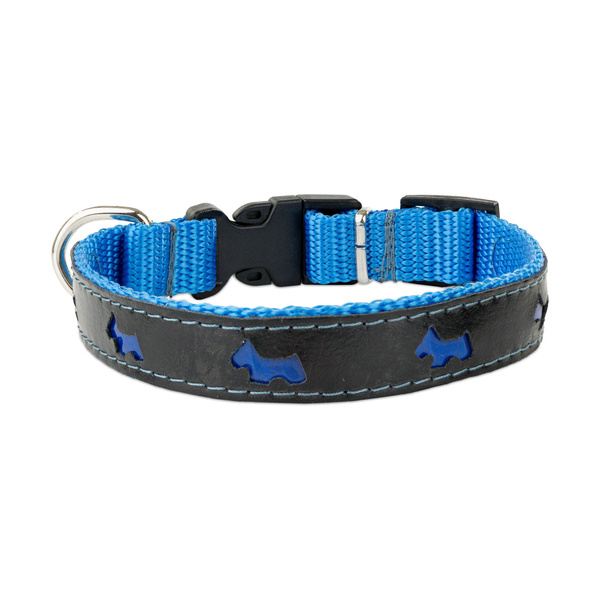 Barry King obroża dla psa, wzór pieski, odblaskowa plastik 20mm/35cm niebie
