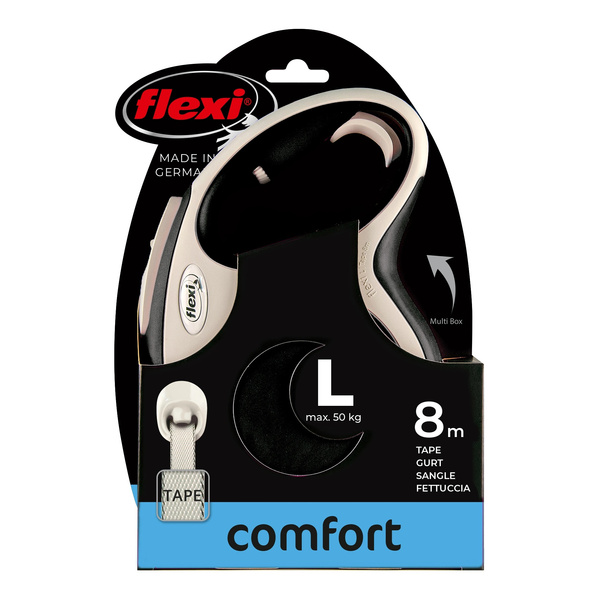FLEXI Smycz automatyczna dla psa New Comfort L taśma 8 m kol. czarny