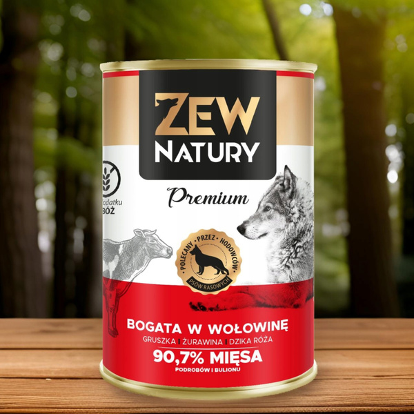Mokra Karma dla Psa ZEW NATURY 800g Bogata w Wołowinę Dla Dorosłych Psów